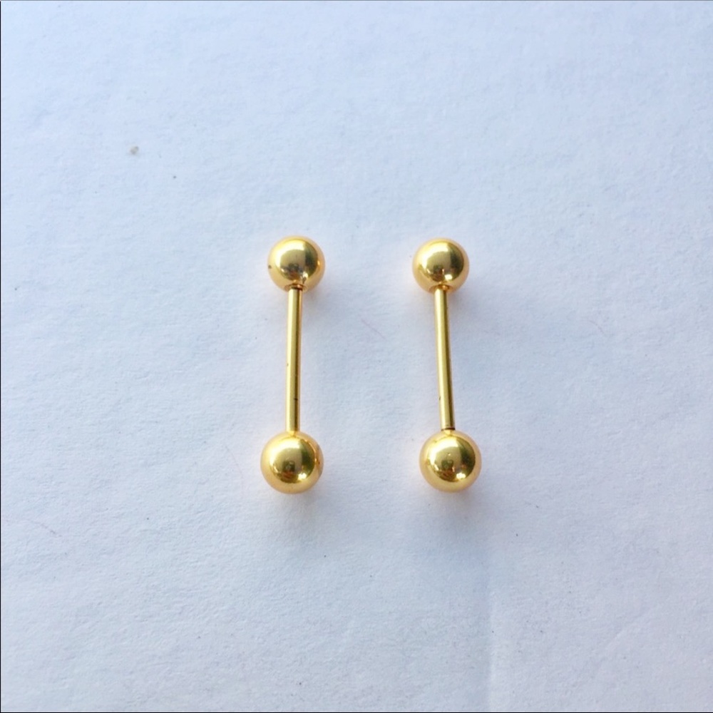 14g gold color tongue ring/ nipple shield